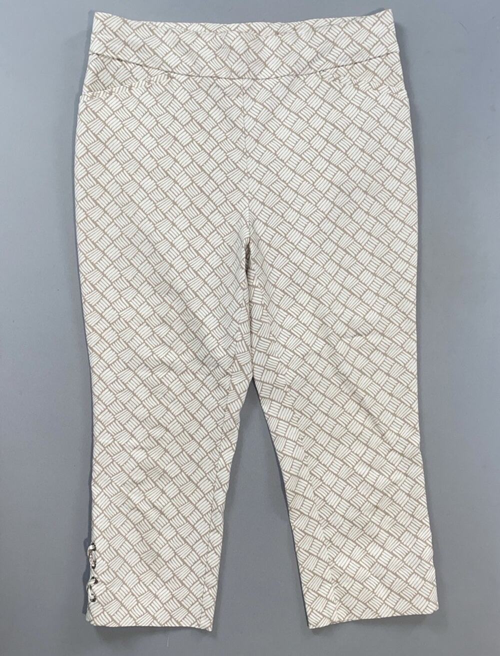 Chico's Perfect Stretch Pull On Tied Cuff Crop Pants, Leggings. Tag 1 (8), EUC!